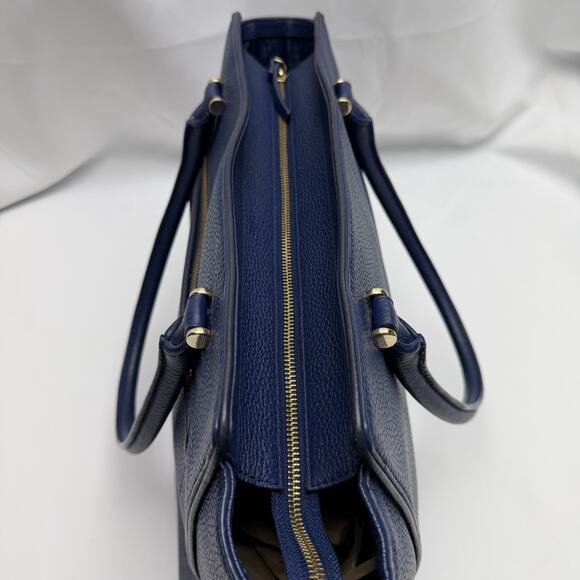 Kate Spade Chester Street Allyn Large Satchel Tote Navy Blue Pebbled Leather - Picture 10 of 14